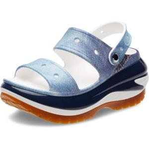 imageCrocs UnisexAdult Classic Mega Crush Sandal  Platform SandalsWhiteMulti Denim