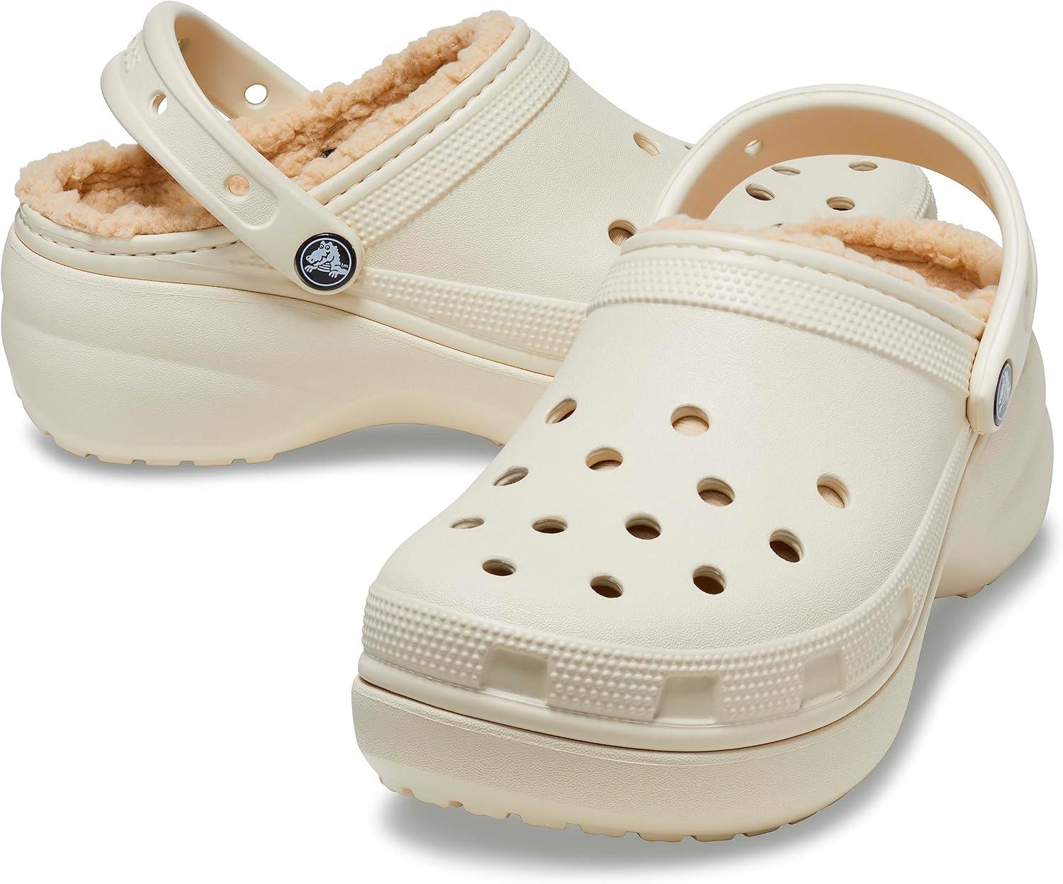 imageCrocs Womens Classic Lined Platform ClogsBone