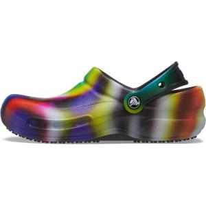 imageCrocs Unisex Adult Bistro Graphic ClogsNeon MultiBlack Solarized Tiedye