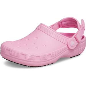 imageCrocs UnisexAdult Classic Work Clogs Adjustable Slip Resistant Work Shoes with HoleFree ConstructionPink Tweed
