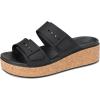 imageCrocs Womens Brooklyn Cork Buckle Sandals WedgeBlack