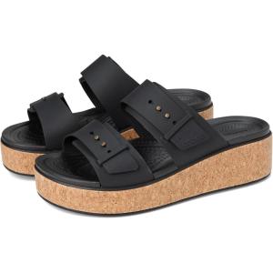 imageCrocs Womens Brooklyn Cork Buckle Sandals WedgeBlack