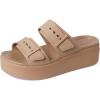 imageCrocs Womens Brooklyn Buckle Low WedgesLatte