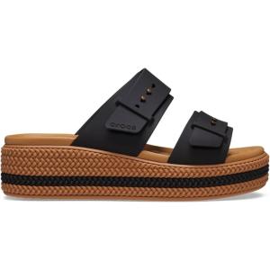 imageCrocs Womens Brooklyn Buckle Low Wedge SandalBlack