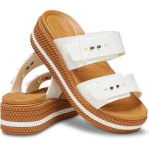imageCrocs Womens Brooklyn Buckle Low Wedge SandalChalk