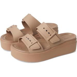 imageCrocs Womens Brooklyn Buckle Low WedgesLatte