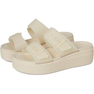 imageCrocs Womens Brooklyn Buckle Low WedgesSandstone