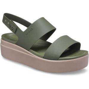 imageCrocs Womens Brooklyn Low Wedge SandalsArmy GreenMushroom