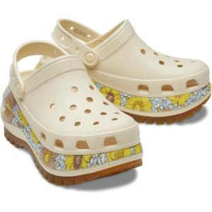 imageCrocs Mega Crush Clog  Unisex Clogs  Thermoplastic Upper  Adjustable AnkleSling  Flexible  Rubber TreadVanillaMulti Retro Floral