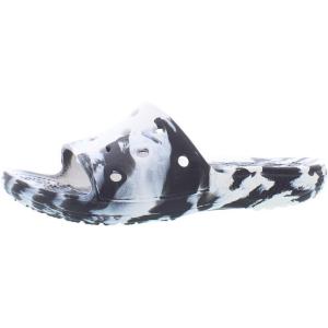 imageCrocs Unisex Adult Classic Graphic SlidesWhiteBlack Marbled Tiedye