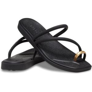 imageCrocs Womens Miami Toe Loop Sandals FlatMetallic Black