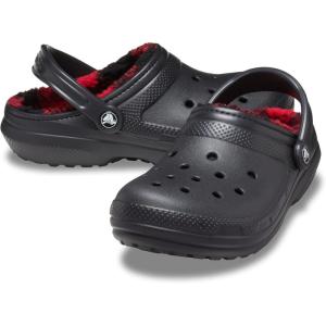 imageCrocs UnisexAdult Classic Holiday Lined ClogsBuffalo PlaidBlackVarsity Red