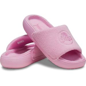 imageCrocs UnisexAdult Classic Towel Slide Sandals for Women and MenPink Tweed