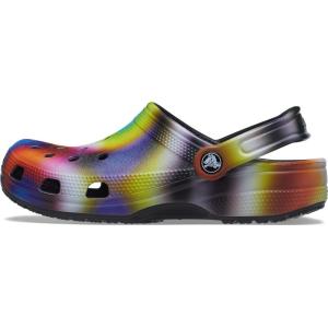 imageCrocs Womens Classic Solar Rainbow ClogsBlackMulti Solarized