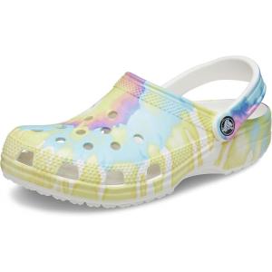 imageCrocs Womens Classic Solar Rainbow ClogsWhiteMulti