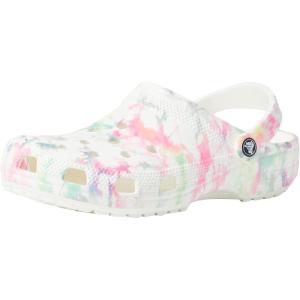 imageCrocs Womens Classic Solar Rainbow ClogsWhiteMulti Bleach Dye