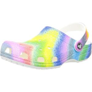 imageCrocs Womens Classic Solar Rainbow ClogsWhiteMulti Spray Dye