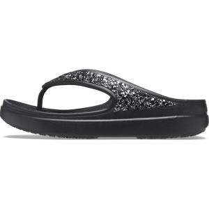 imageCrocs Womens Sloane Embellished Wedge Flip FlopsBlack Glitter