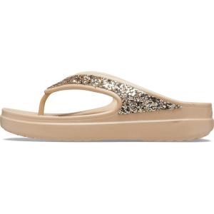 imageCrocs Womens Sloane Embellished Wedge Flip FlopsGold Glitter