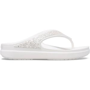 imageCrocs Womens Sloane Embellished Wedge Flip FlopsWhite Glitter
