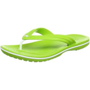 imageCrocs Unisex Adult Crocband Flip Flop SandalGreen Volt Green White