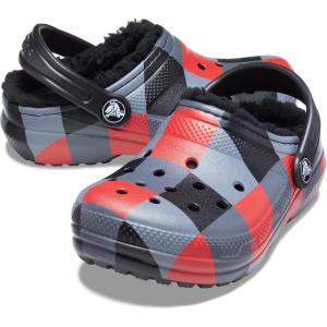 imageCrocs UnisexChild Classic Tie Dye Lined Clog  Kids SlippersRed PlaidBlack