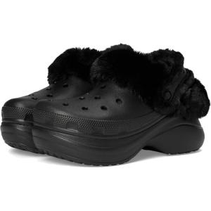 imageCrocs Womens Bae Lined Clogs Fuzzy Platform SlippersBlack