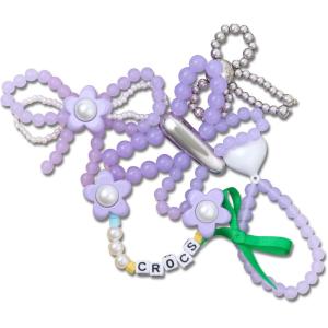 imageCrocs Jibbitz Purple Beads ampamp Bows Jewelry Shoe Charms Purple Meta 5Pack