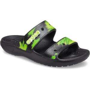 imageCrocs Unisex Adult Classic Twostrap Slide SandalsBlackLime Punch