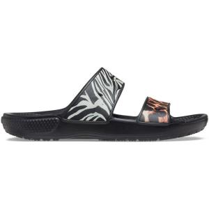 imageCrocs Unisex Adult Classic Twostrap Slide SandalsBlackMulti Animal Remix