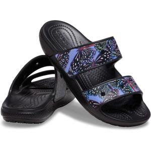 imageCrocs Unisex Adult Classic Twostrap Slide SandalsBlackMulti Glitter