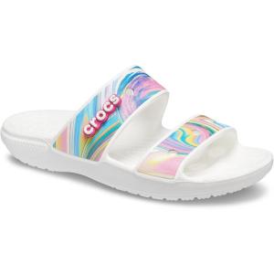 imageCrocs Unisex Adult Classic Twostrap Slide SandalsRainbow Swirl