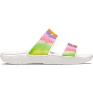 imageCrocs Unisex Adult Classic Twostrap Slide SandalsWhiteSpray Dye