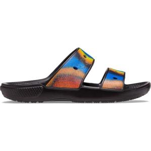 imageCrocs UnisexAdult Classic TwoStrap Slide SandalsBlackSpray Dye