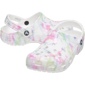imageCrocs Womens Classic Marbled Tiedye ClogsWhiteMulti Bleach Dye