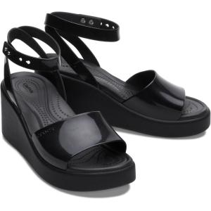 imageCrocs womens Brooklyn Ankle Strap WedgesBlackBlack High Shine