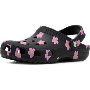 imageCrocs UnisexChild Classic Graphic ClogBlackFlowers