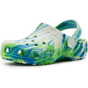 imageCrocs UnisexChild Classic Watercolor Marbled Clog KPrep BlueMulti Glow in the Dark