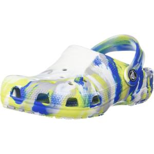 imageCrocs UnisexChild Classic Watercolor Marbled Clog KWhiteBright Cobalt
