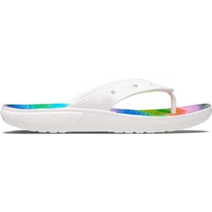 imageCrocs Unisexs Classic Flip FlopsWhiteMulti