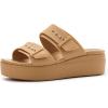 imageCrocs Womens Brooklyn Buckle Low WedgesUmber