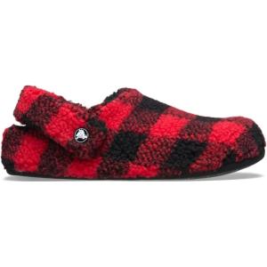 imageCrocs UnisexAdult Classic Cozzzy Slipper Fuzz Lined House Slippers for Women and MenBuffalo PlaidVarsity RedBlack
