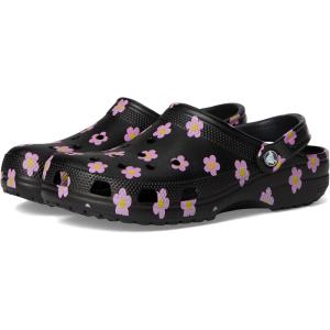 imageCrocs UnisexAdult Classic Graphic ClogsBlackFlowers