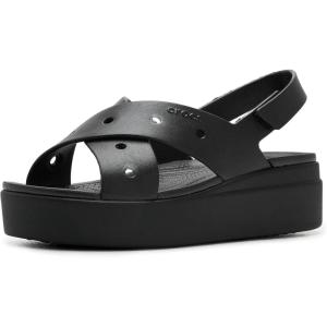 imageCrocs Womens Brooklyn 4U Low Wedges Platform Wedge Sandals for WomenBlackCrossstrap