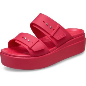 imageCrocs Womens Brooklyn Buckle Low WedgesDigital Rasberry
