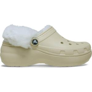 imageCrocs Womens Classic Lined Platform ClogsBone Fuzzy