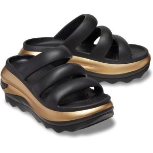 imageCrocs unisexadult Mega Crush Triple Strap SandalBlackGold Metallic