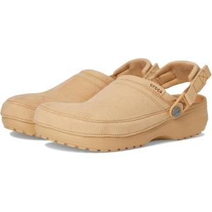 imageCrocs UnisexAdult Classic Crafted Canvas amp Suede ClogsCashew Suede