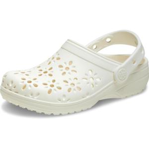 imageCrocs UnisexChild Classic Clogs with Floral Cut Out Design Kids and Toddler ShoesChalk