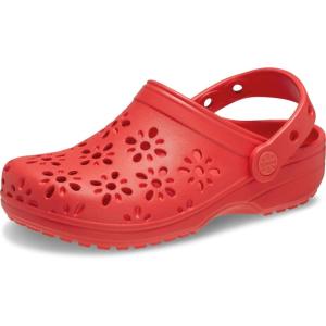 imageCrocs UnisexChild Classic Clogs with Floral Cut Out Design Kids and Toddler ShoesCherry Red